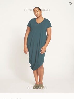 Iconic Universal Standard Geneva Dress size XS US 10-12 v neck teal peacock